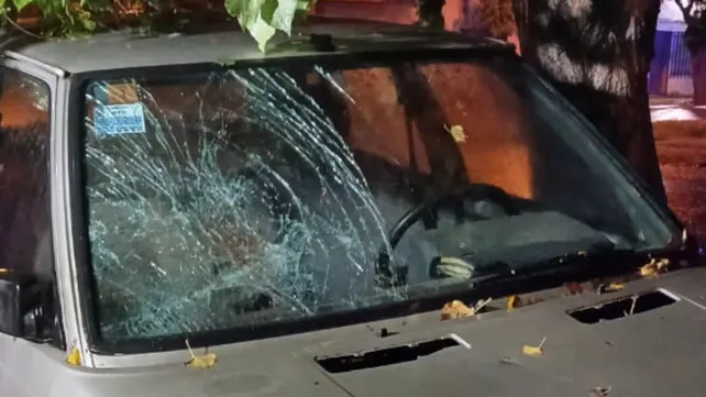 Discutió con su expareja y le rompió el parabrisas del auto con una pala